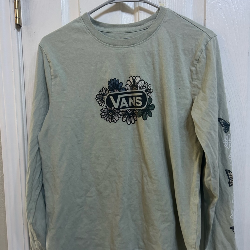 Vans Green Long Sleeve Tee with Bold Logo